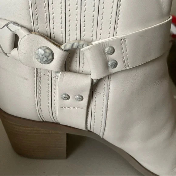 Sam Edelman Dalma Biker Bootie Ivory  Leather 8.5 - Picture 8 of 13